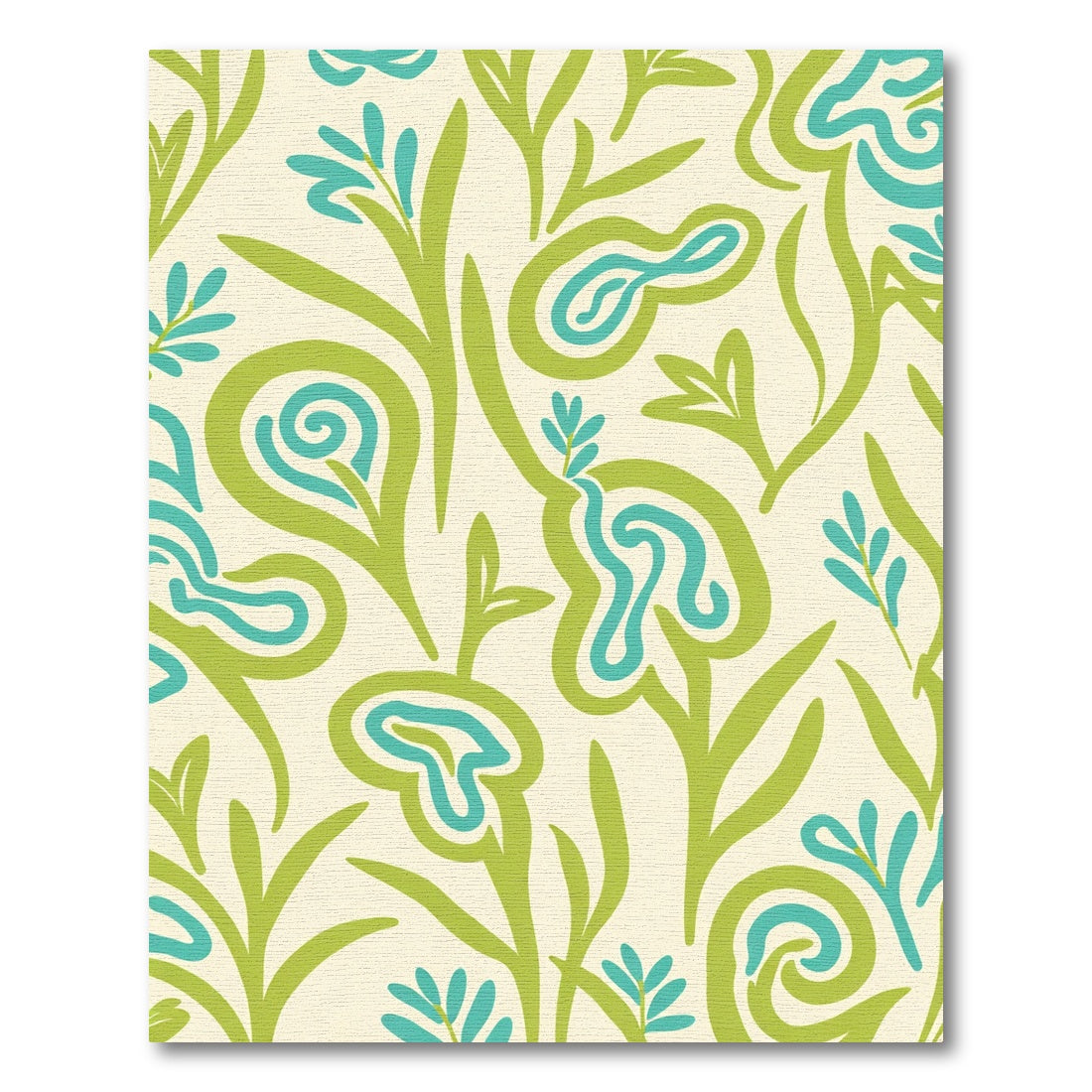 Abstract Green Teal Floral Swirl Rug