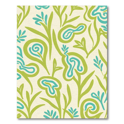 Abstract Green Teal Floral Swirl Rug