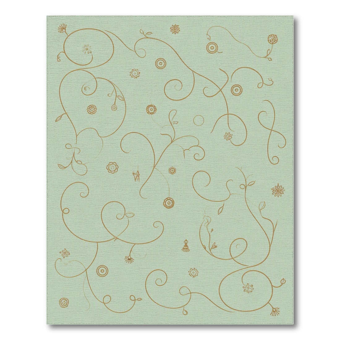 Sage Green Gold Floral Vine Area Rug