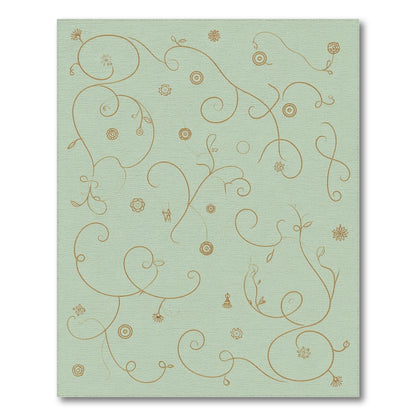 Sage Green Gold Floral Vine Area Rug