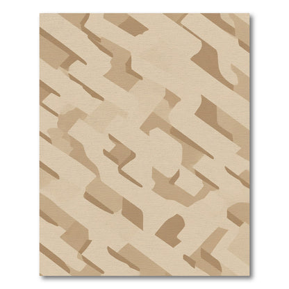 Cream Taupe Interlocking Abstract Shapes Rug