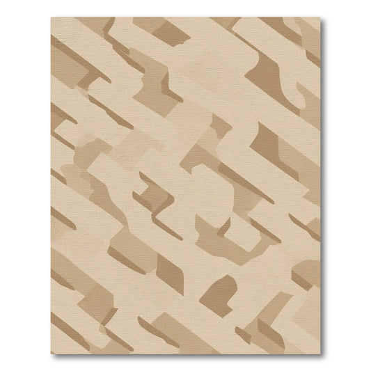 Cream Taupe Interlocking Abstract Shapes Rug