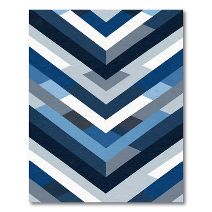 Cool Tones Geometric Chevron Rug