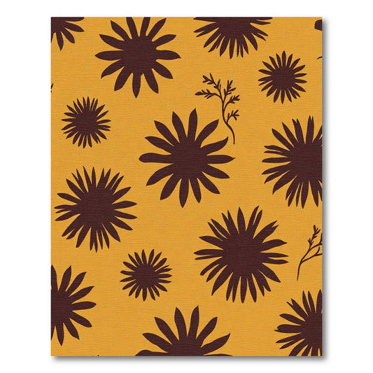Golden Brown Starburst Floral Arrangement Rug