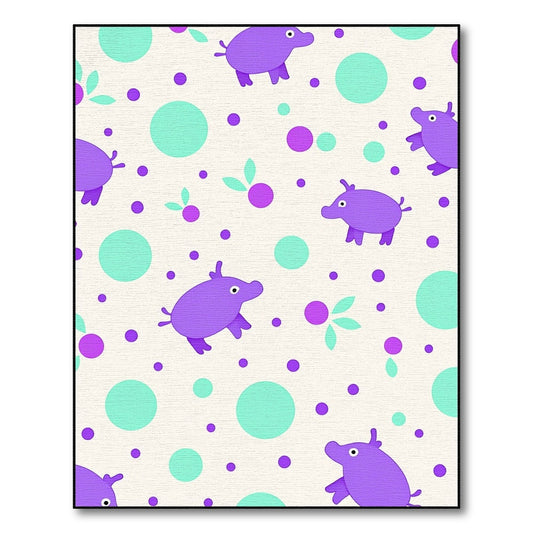 Whimsical Purple Pig Dots Trio Rug
