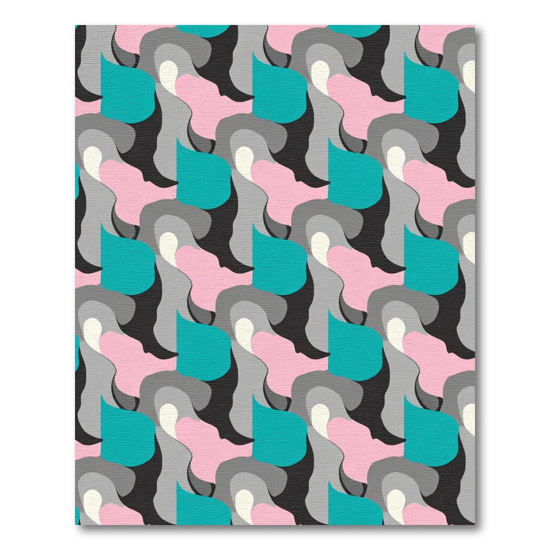Teal Pink Gray Abstract Flow Rug