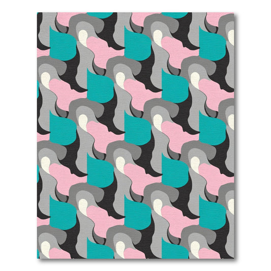 Teal Pink Gray Abstract Flow Rug