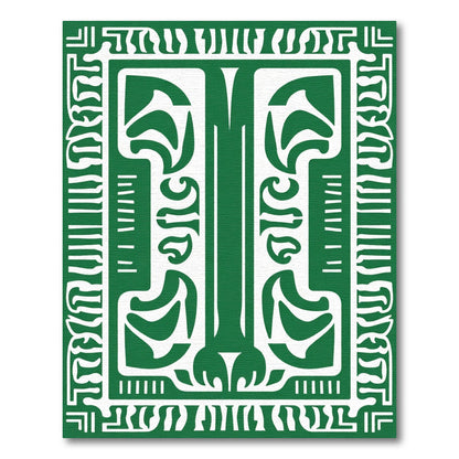 Deep Green Organic Art Deco Rug