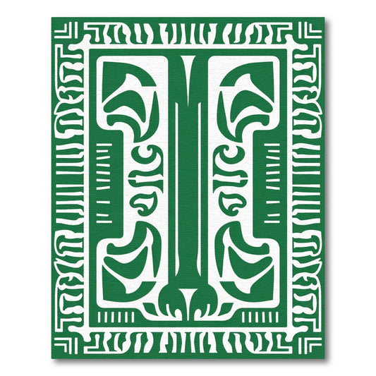 Deep Green Organic Art Deco Rug