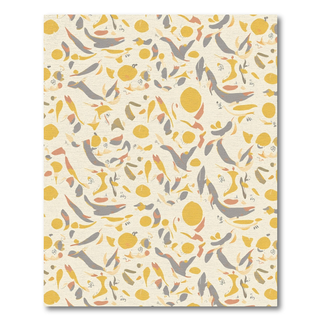Abstract Ochre Gray Feather Shape Rug