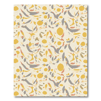 Abstract Ochre Gray Feather Shape Rug