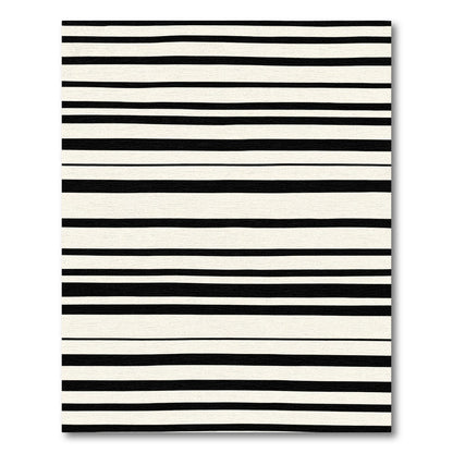 Cream Black Horizontal Stripe Rug