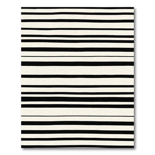 Cream Black Horizontal Stripe Rug