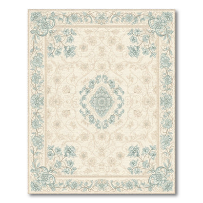 Blue Teal Floral Vintage No. 42 Area Rug