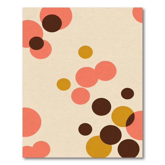 Coral Brown Mustard Bubbles Composition Rug
