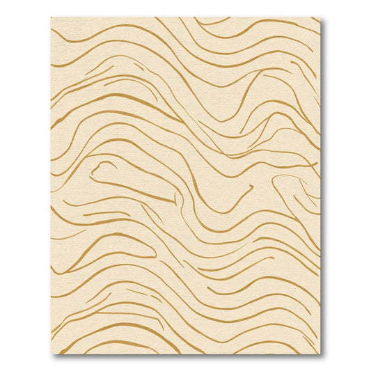Minimalist Tan Abstract Wave Rug