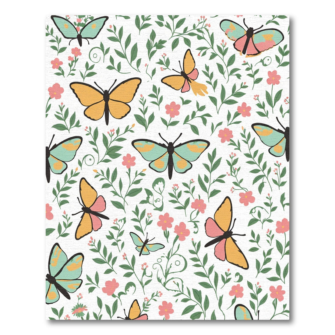 Pastel Butterfly Botanical Meadow Rug