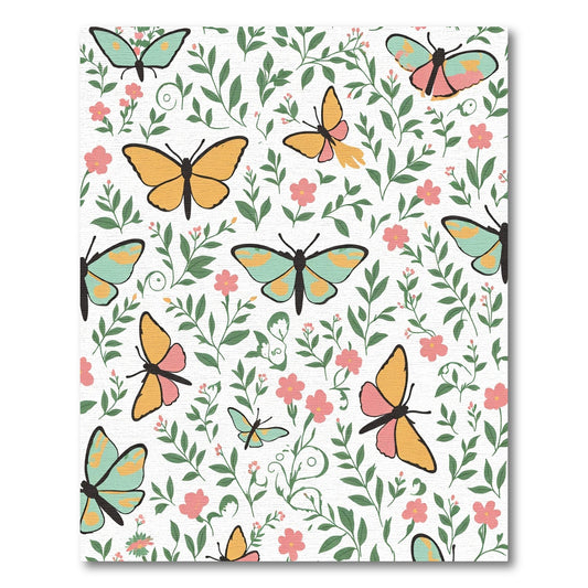 Pastel Butterfly Botanical Meadow Rug