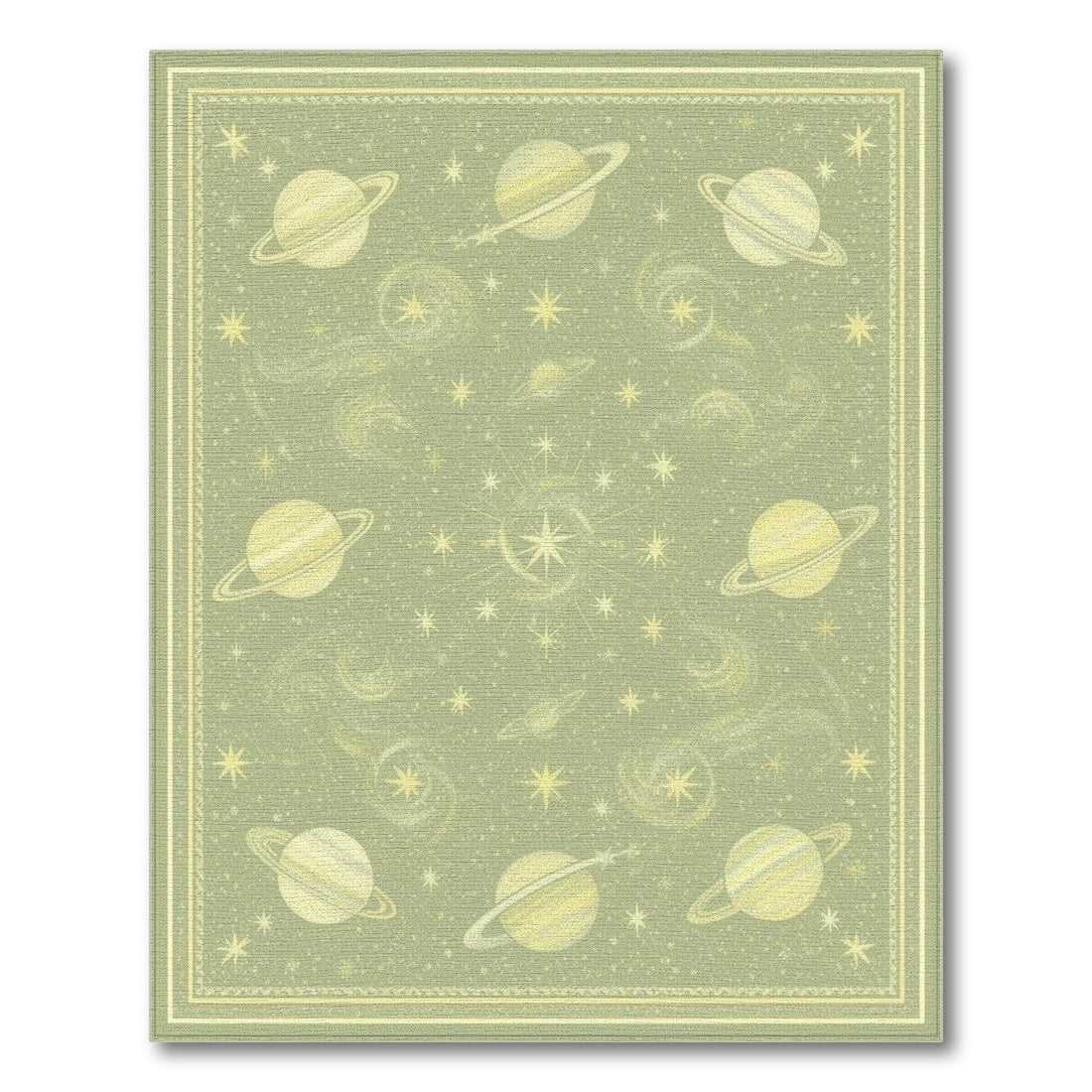 Green Celestial Planets Area Rug