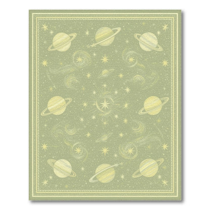 Green Celestial Planets Area Rug