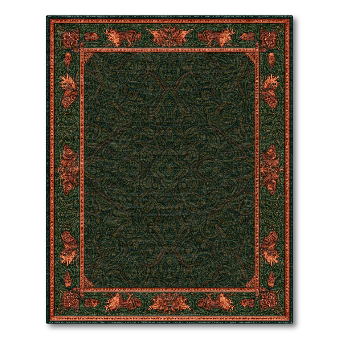 Green Mythical Border Area Rug