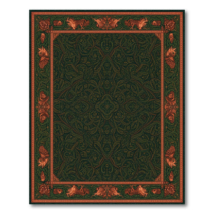 Green Mythical Border Area Rug