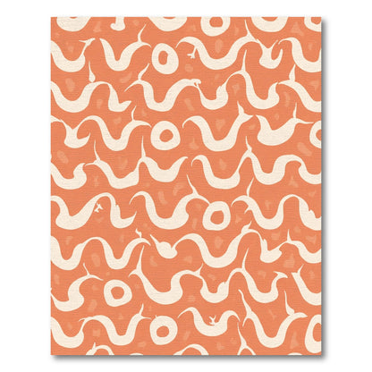 Orange Cream Abstract Swirls Area Rug
