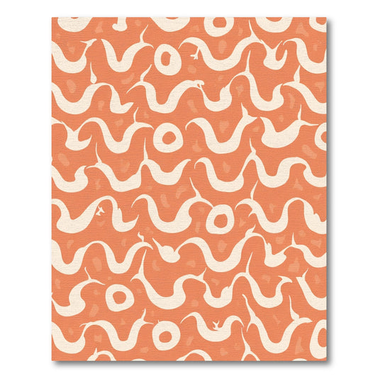 Orange Cream Abstract Swirls Area Rug