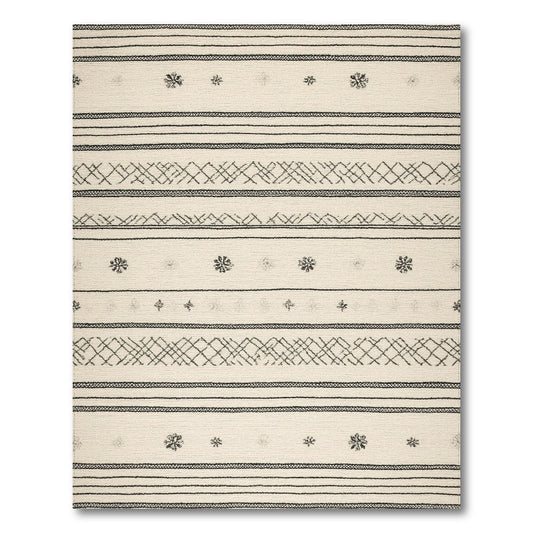 Black White Heritage Tribal Area Rug