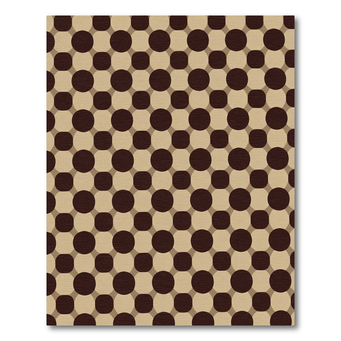 Deep Brown Tan Polka Dot Grid Rug