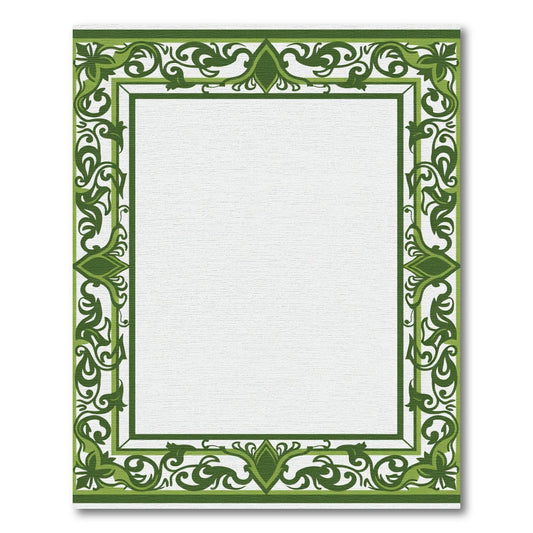 Emerald Green Vine Scroll Border Rug