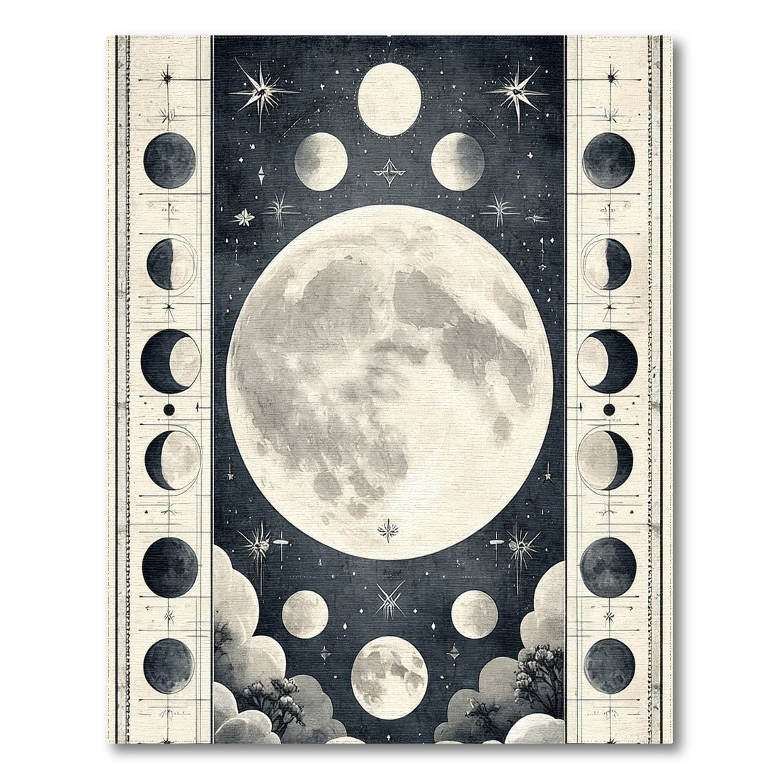 Celestial Moon Phases Washable Rug