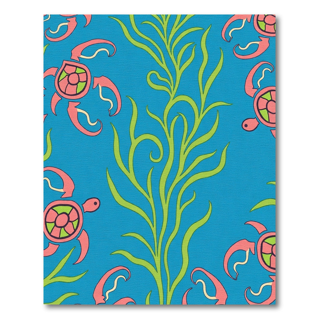 Coral Turtle Seaweed Blue Rug