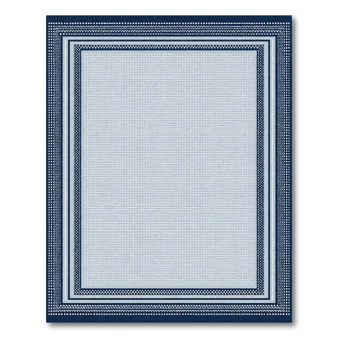 Navy Blue White Layered Stripe Rug