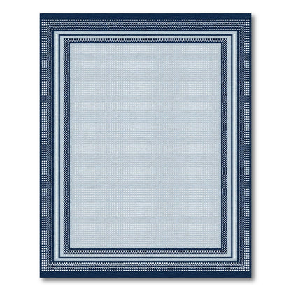 Navy Blue White Layered Stripe Rug