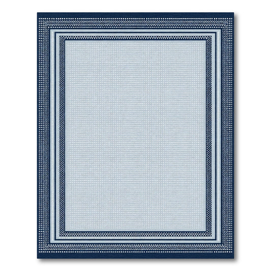 Navy Blue White Layered Stripe Rug