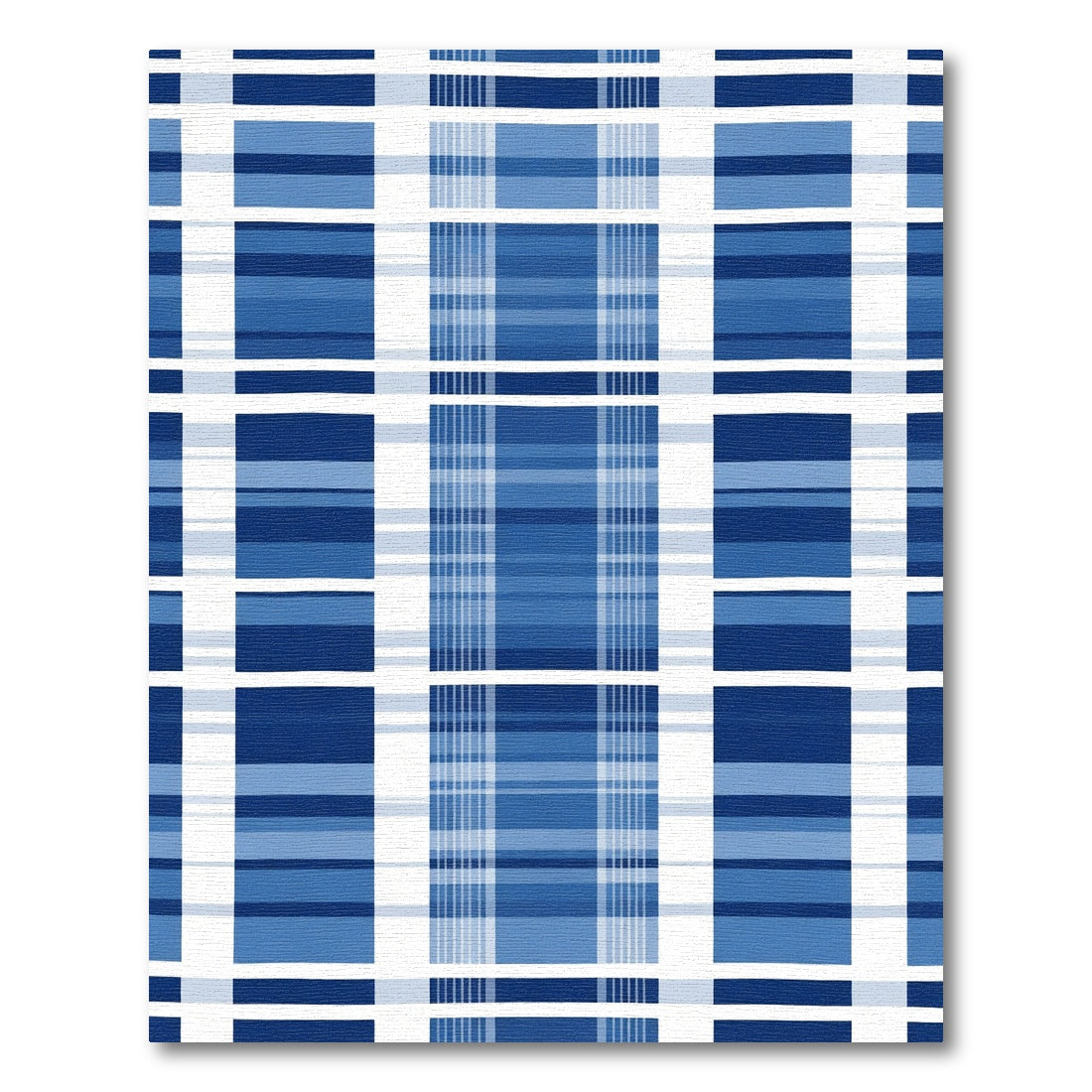 Indigo Blue Watercolor Plaid Rug