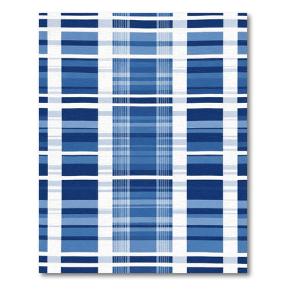 Indigo Blue Watercolor Plaid Rug