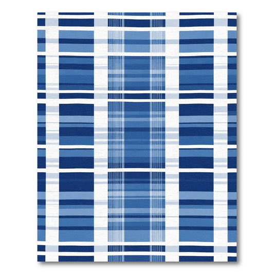 Indigo Blue Watercolor Plaid Rug