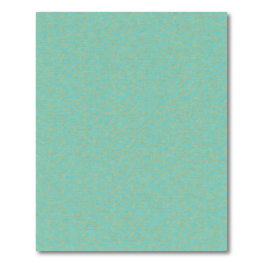 Aqua Gold Abstract Wavy Texture Rug