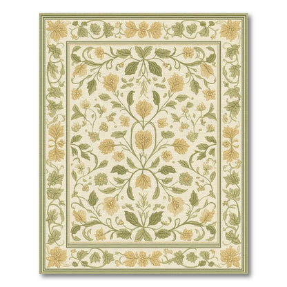 Floral Vintage ODIKA Green Floral Vintage Area Rug