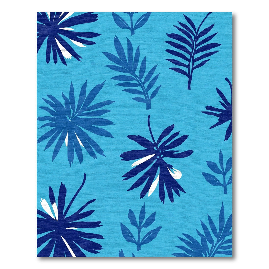 Deep Blue Tropical Foliage Rug
