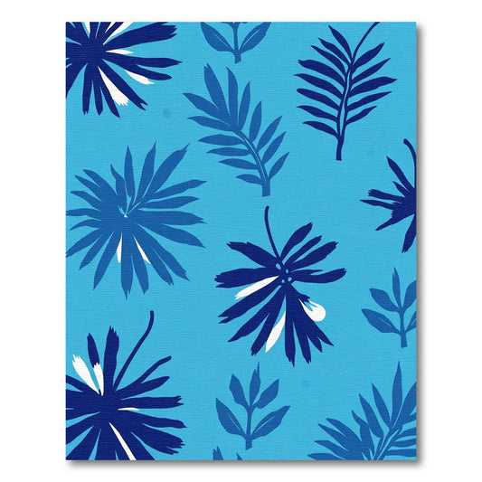 Deep Blue Tropical Foliage Rug
