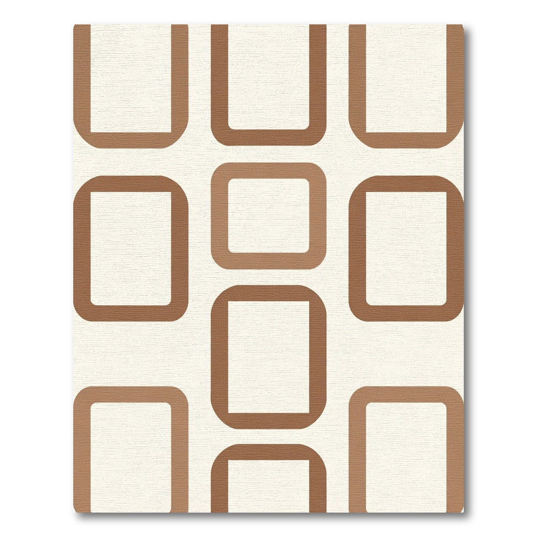 Cream Brown Rounded Square Grid Rug
