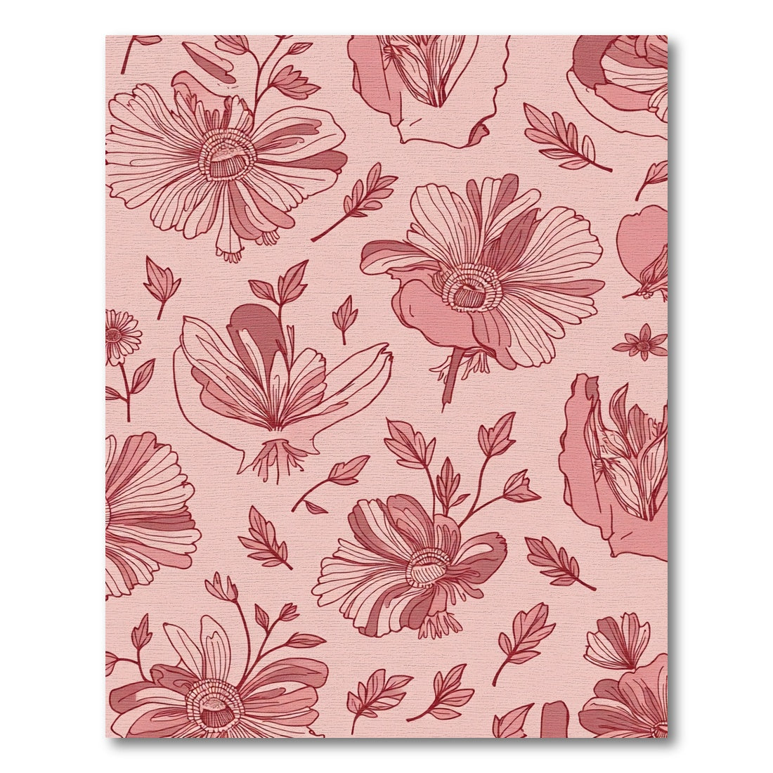 Coral Red Floral Branches Rug