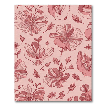 Coral Red Floral Branches Rug