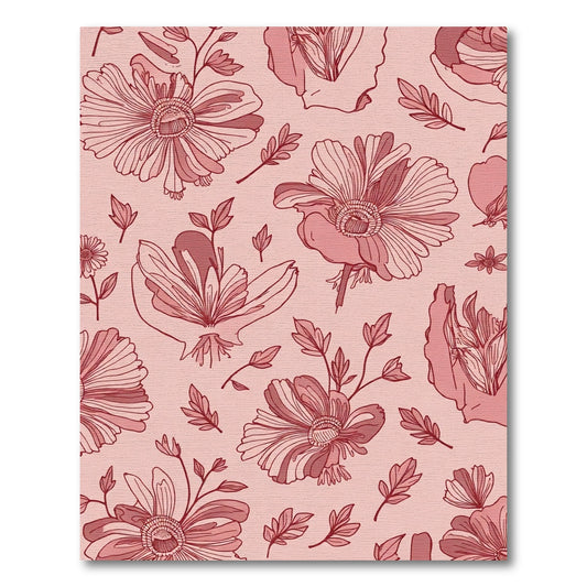 Coral Red Floral Branches Rug