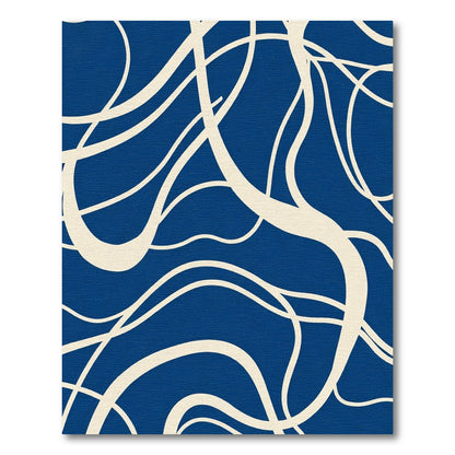 Deep Blue Cream Organic Swirl Rug