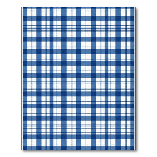 Classic Blue White Plaid Grid Rug