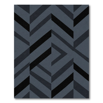 Dark Gray Herringbone Geometric Rug